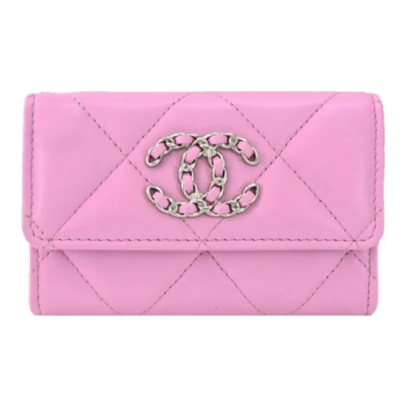 CHANEL 19Bag Lambskin Flap Card Bag Women's Pink-0
