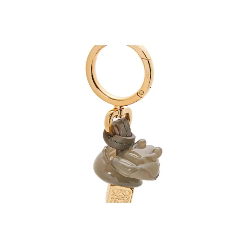 LOEWE Cow Leather Patchwork With Acetate Fiber Auspicious Dragon Dice Charm Bag Accessory Women's Dark Khaki-1