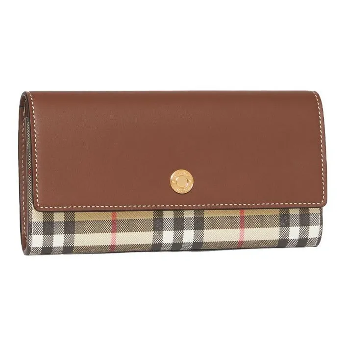 Burberry Vintage Polyurethane Card Holders Clutches Wallets Women's Beige & Brown-1