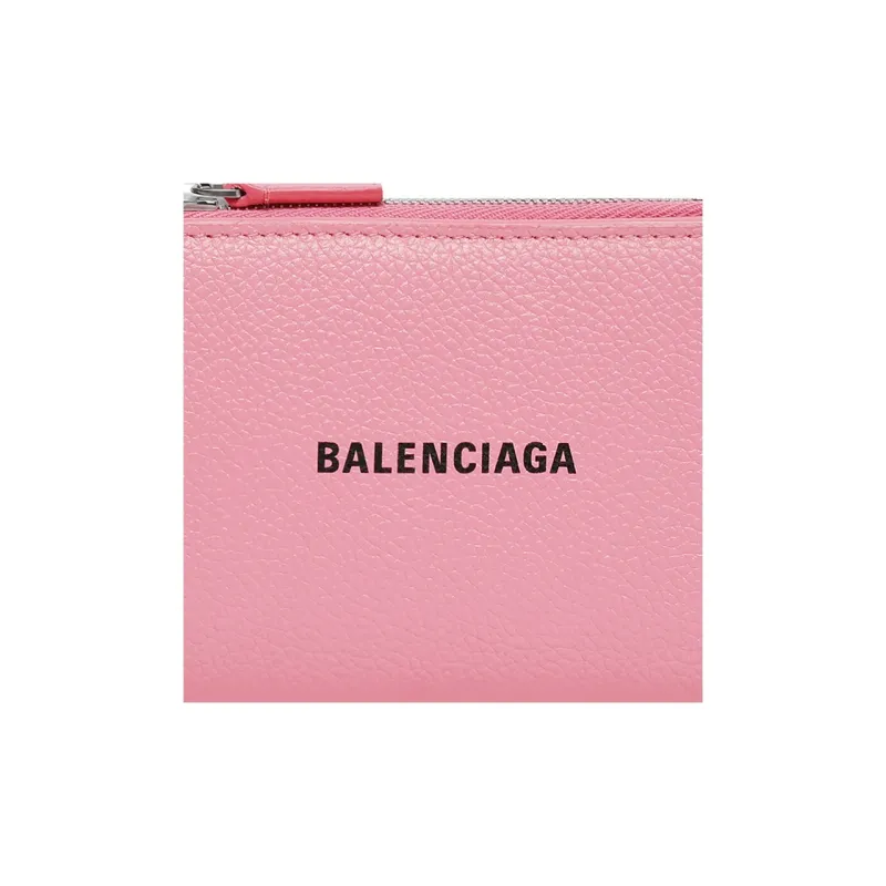 Balenciaga Cash Grained Calfskin Card Holder Wallet Women's Pink-3