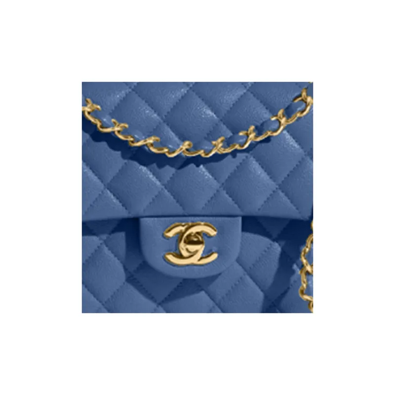 CHANEL Classic Flap CF Grain Calfskin Flap Bag, Shoulder Bag, Crossbody Bag Women's Blue-1