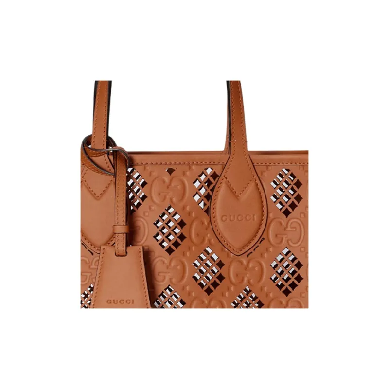 GUCCI Ophidia Leather Tote Bag Shopping Bag Handbag Small Size Women's Light Brown-9