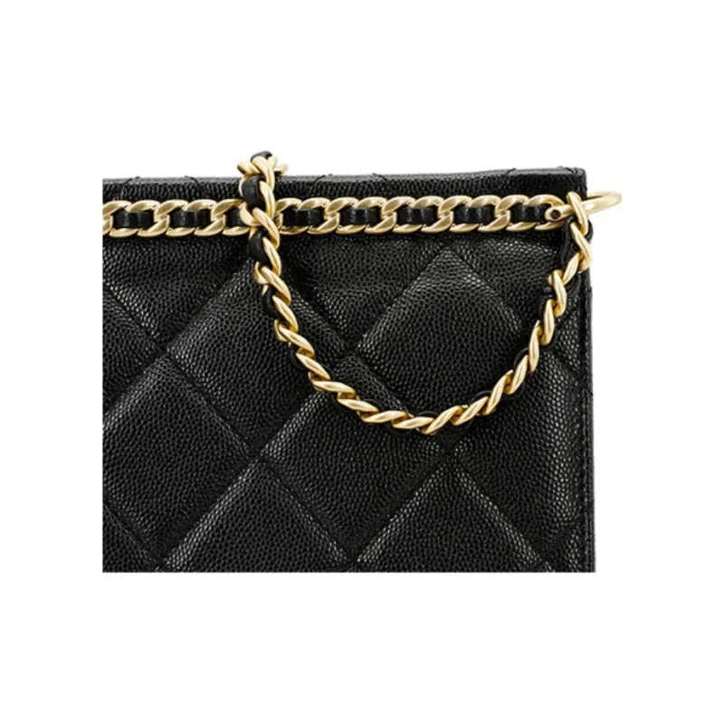 CHANEL Grain Embossed Calfskin Flap Bag, Shoulder Bag, Crossbody Bag Trumpets Women's Black-5