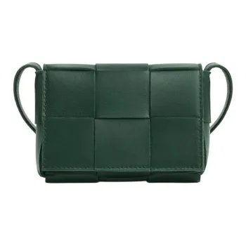 Bottega Veneta CASSETTE Sheepskin Tofu Bag Plaid, Crossbody Bag, Shoulder Bag Mini Women's Dark Green