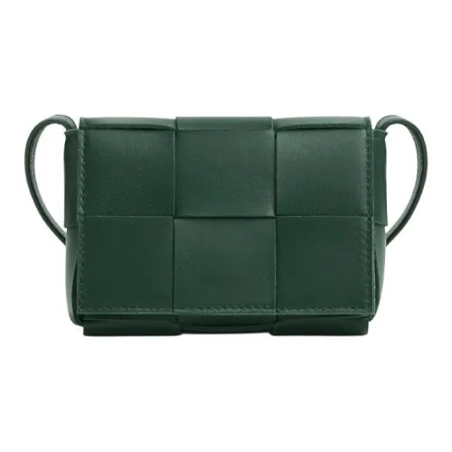 Bottega Veneta CASSETTE Sheepskin Tofu Bag Plaid, Crossbody Bag, Shoulder Bag Mini Women's Dark Green