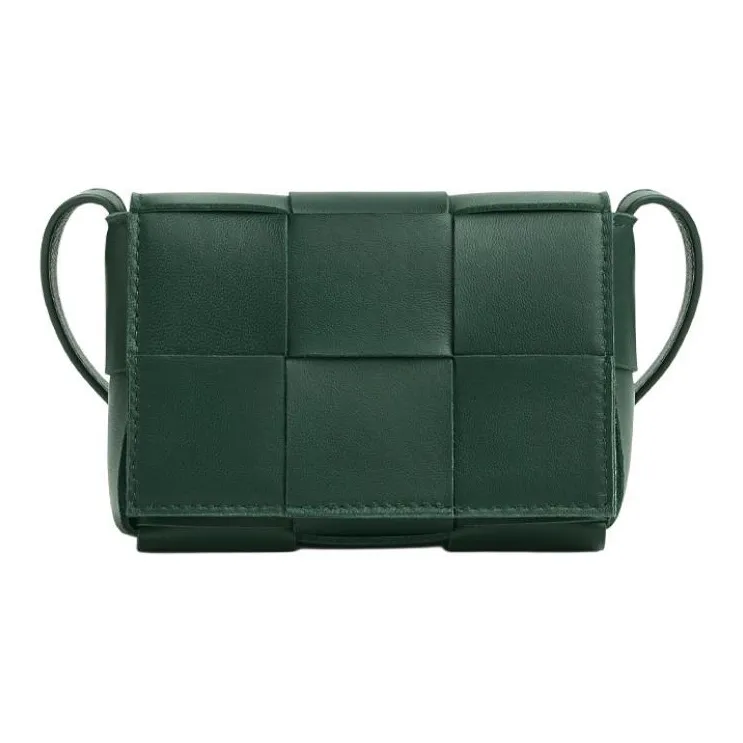 Bottega Veneta CASSETTE Sheepskin Tofu Bag Plaid, Crossbody Bag, Shoulder Bag Mini Women's Dark Green-0