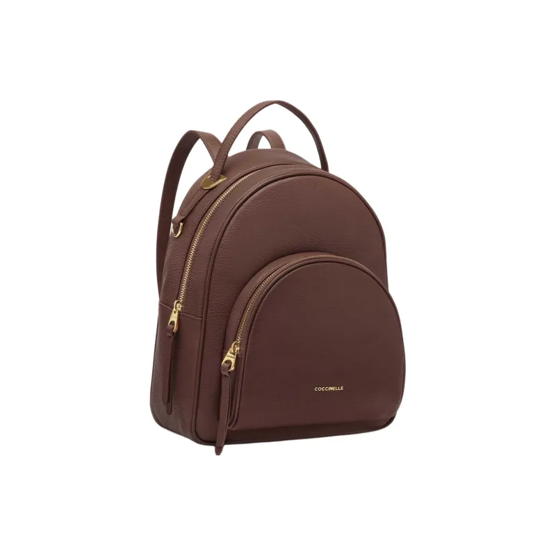 COCCINELLE Grain Texture Leather Backpack Women's Brown-1