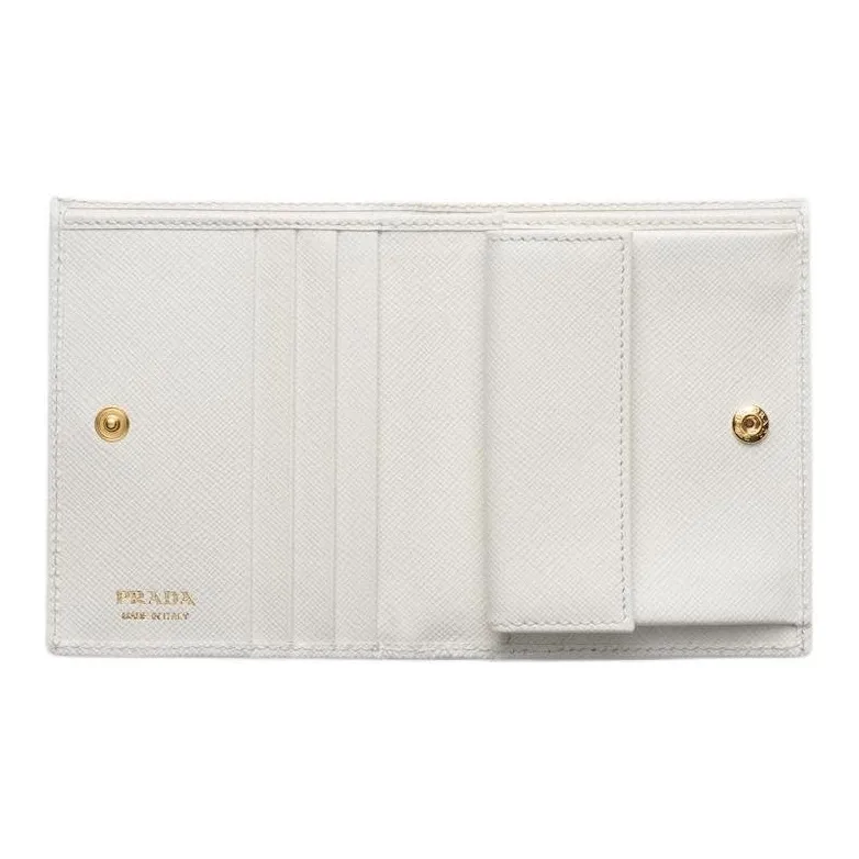 PRADA Saffiano Leather Wallet Trumpets Women's White-3