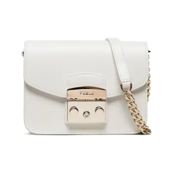 Furla Metropolis Collection Cow Leather Small Square Bag Shoulder Bag Crossbody Bag Mini Women's White