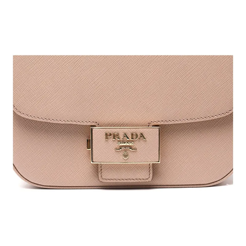 PRADA Genuine Leather Shoulder Bag Crossbody Bag Women's Nude-4