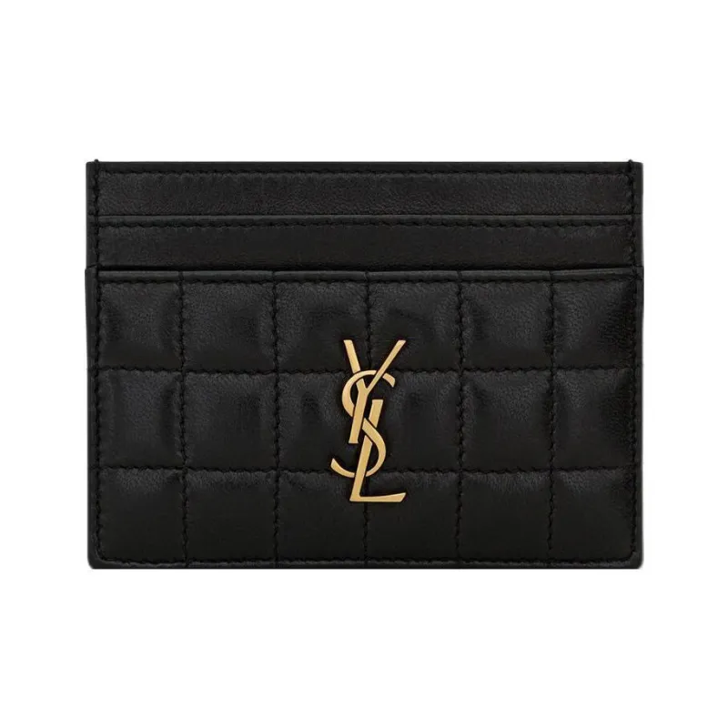 SAINT LAURENT Sheepskin Card Holder Women's Black-0