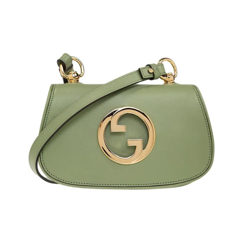 GUCCI Blondie Leather Shoulder Bag Crossbody Bag Mini Women's Green-0