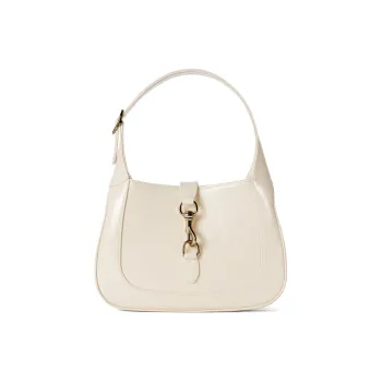 GUCCI Jackie 1961 Patent Leather Handbag, Shoulder Bag Small Size Women's Ivory White