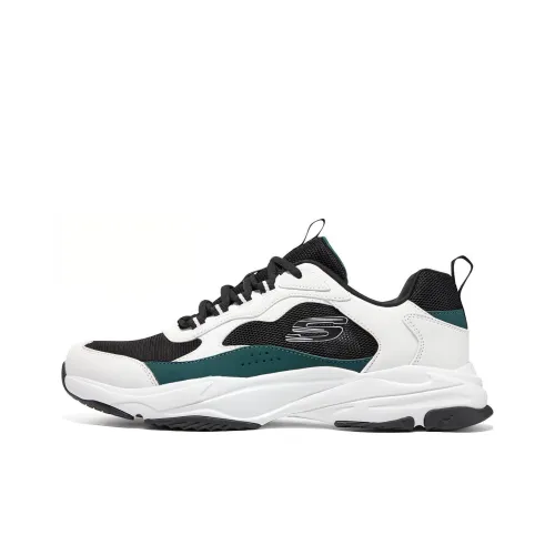 Skechers D'LITES 1.0 Cushioning Anti Slip And Wear Resistant Low Top Chunky Sneakers Men's White Green
