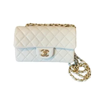 CHANEL Classic Flap CF Lambskin Shoulder Bag Crossbody Bag Mini Women's Light Gray Blue