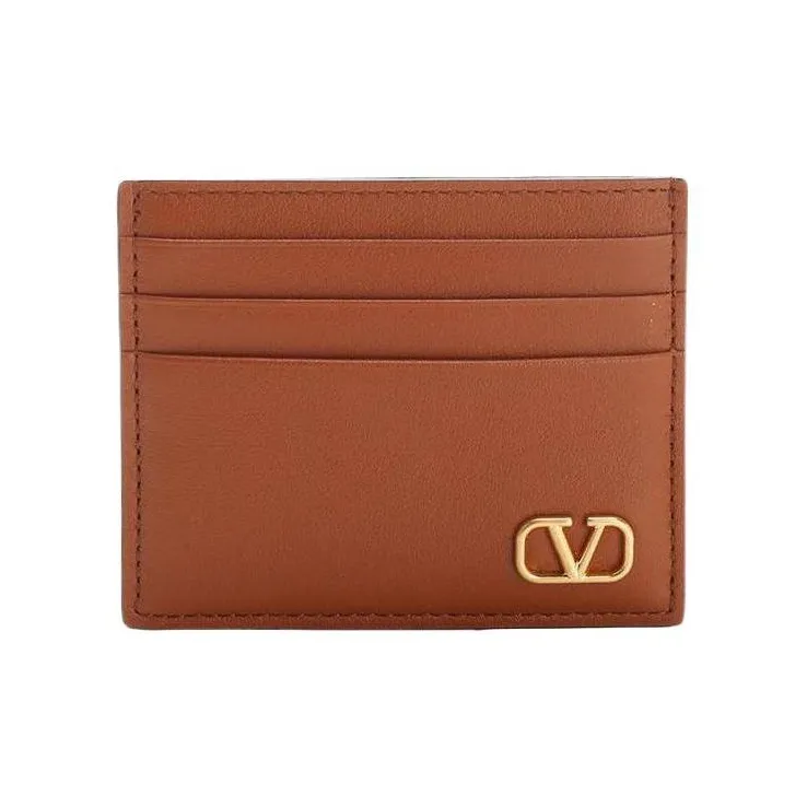 Valentino Leather Card Holder Unisex Brown-0