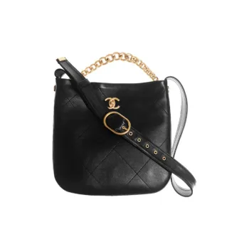 CHANEL Calfskin Hobo Bag, Crossbody Bag, Shoulder Bag, Handbag Women's Black