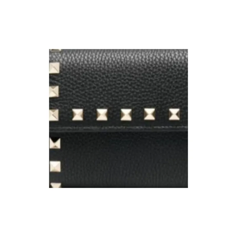 Valentino Rockstud Calfskin Wallet Women's Black-3