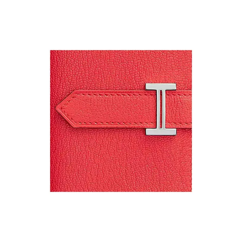 HERMES Bearn Mysore Goat Skin Wallet Mini Women's 0E Rose Texas Pink-2