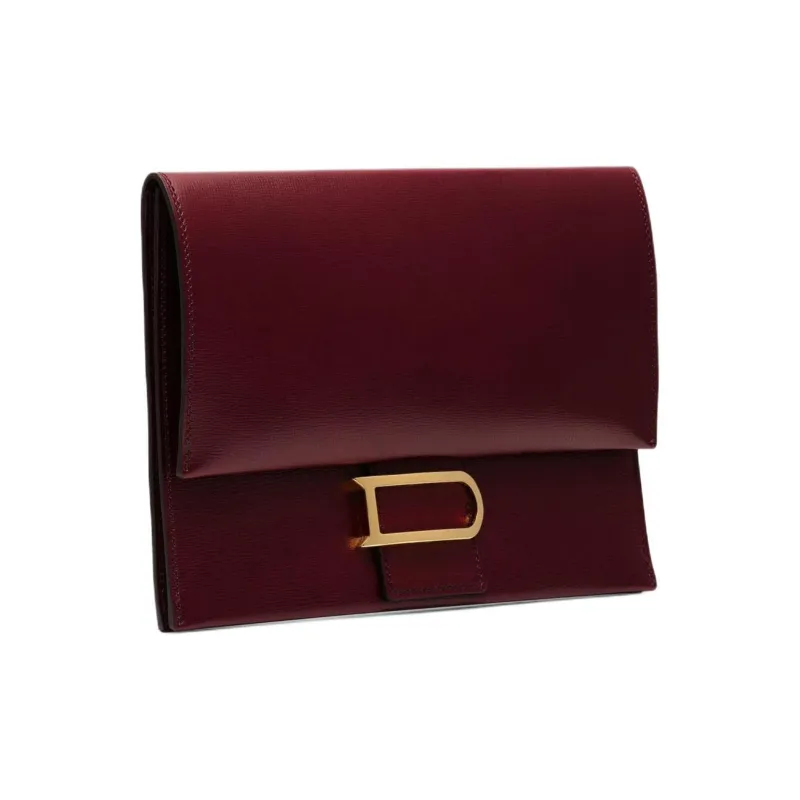 Delvau Opera Calf Grain Calfskin Clutch Women's Rosewood-1