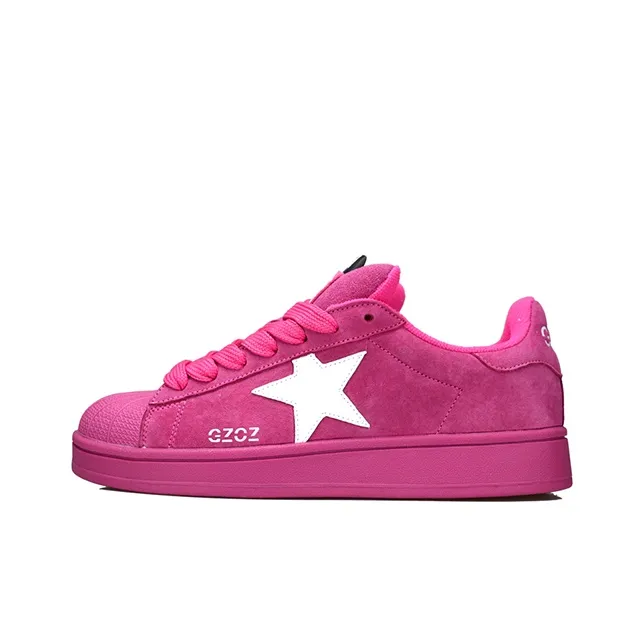 GZOZ Anti Slip And Wear Resistant Breathable Low Top Skateboard Shoes Unisex Rose Red-0