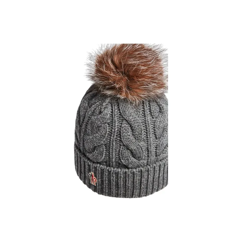 Moncler Wool Cashmere Blend Beanies Women's Gray-2