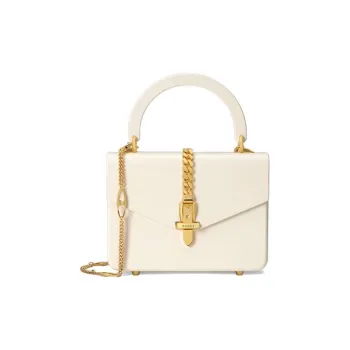 GUCCI Sylvie 1969 Acrylic Box Bag Chain Bag Shoulder Bag Crossbody Bag Handbag Mini Women's White