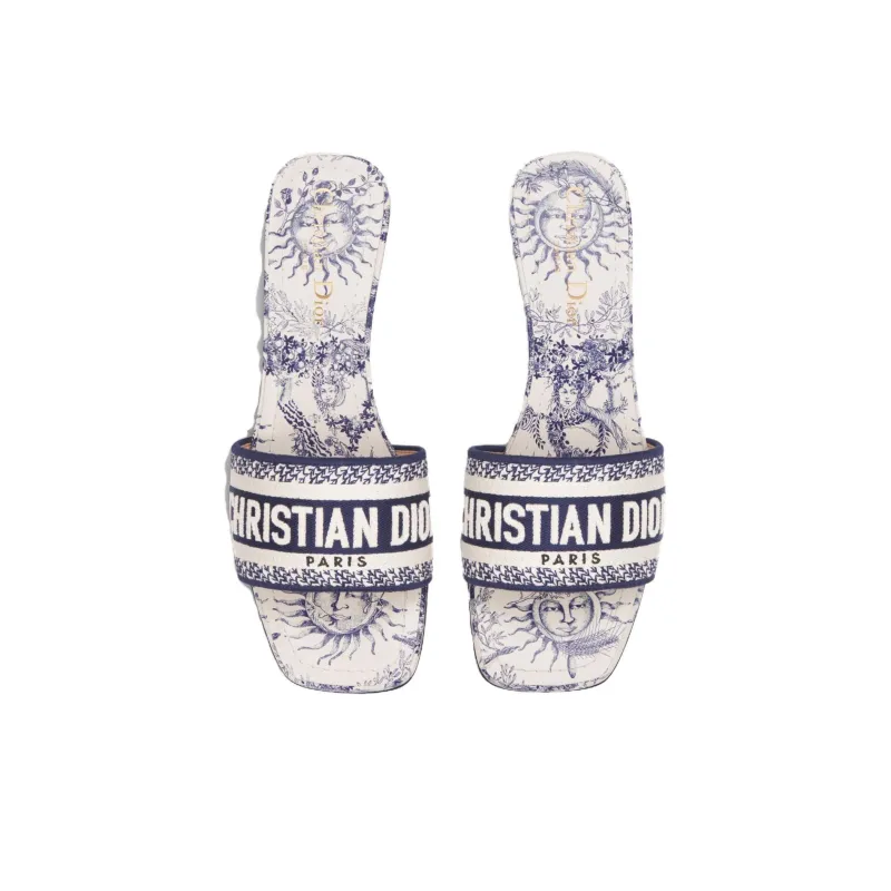 DIOR Dway Slide Slippers Women's White Blue-4