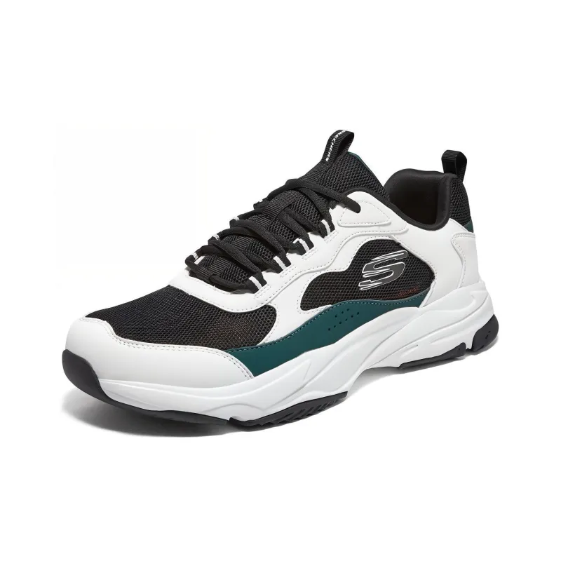 Skechers D'LITES 1.0 Cushioning Anti Slip And Wear Resistant Low Top Chunky Sneakers Men's White Green-2