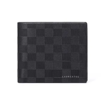 Old Man's Head Top Grain Cow Leather Wallet Men's Black