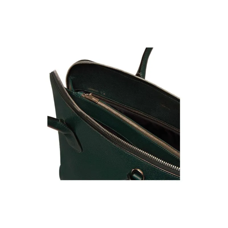 Valextra Millepunte Calfskin Shoulder Bag, Crossbody Bag, Handbag Men's Forest Green-3