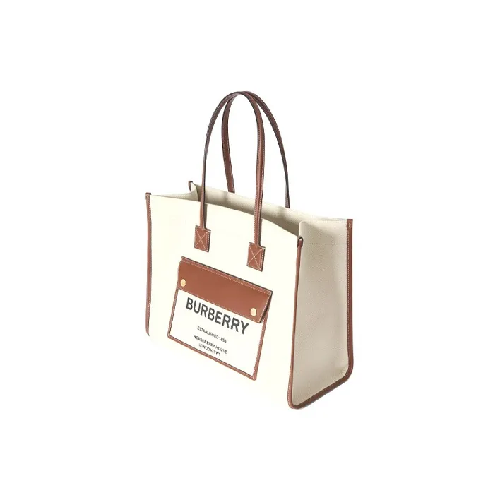 Burberry Canvas With Leather Fleurie Bag, Tote Bag, Shopping Bag, Canvas Bag, Handbag, Shoulder Bag Unisex-2