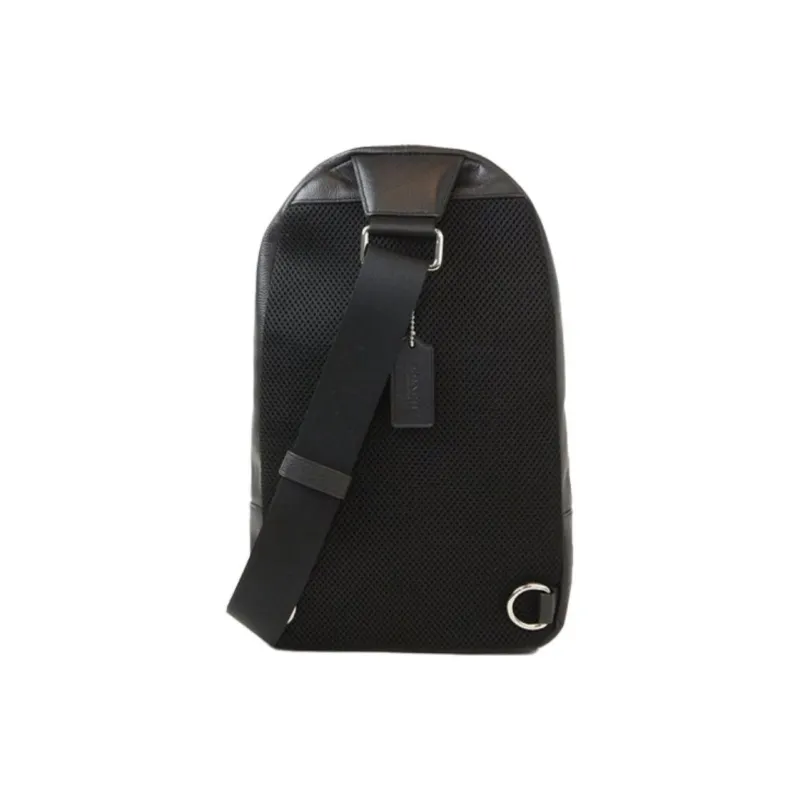 COACH Charles Pebbled Leather Shoulder Bag Small Size Men's Black-2