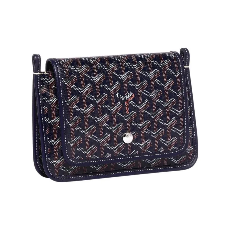 GOYARD Plumet Canvas With Leather Envelope Bag, Crossbody Bag, Shoulder Bag Unisex Dark Blue & Light Pink Small Heart-1