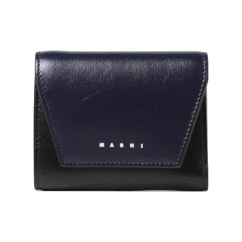 MARNI Cow Leather Wallet Mini Women's Blue Black