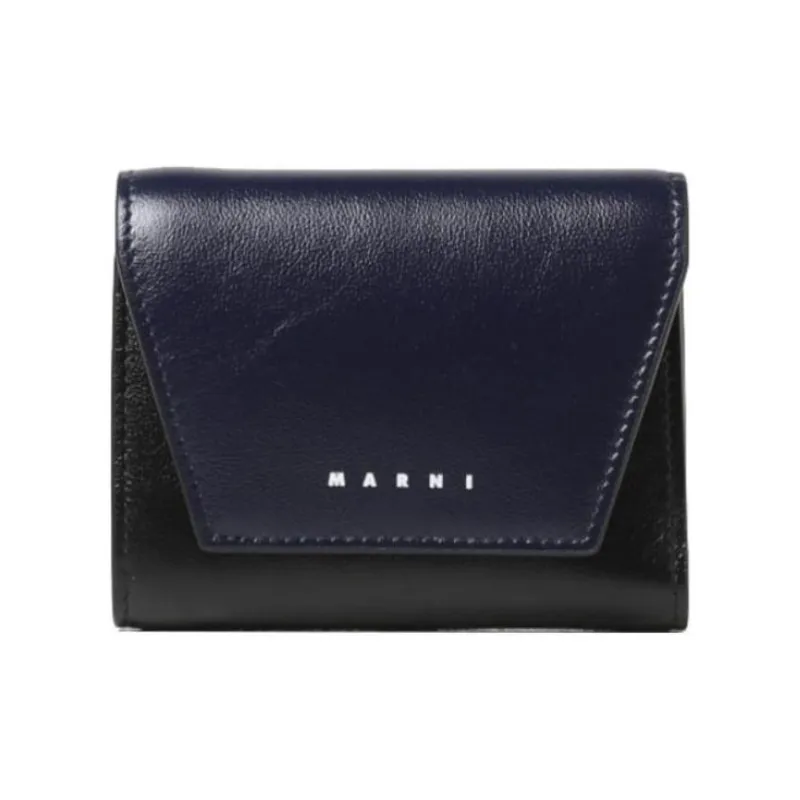 MARNI Cow Leather Wallet Mini Women's Blue Black-0