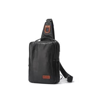 BISON DENIM Top Grain Oil Wax Cow Leather Sling Bag Shoulder Bag Crossbody Bag Regular Men's
