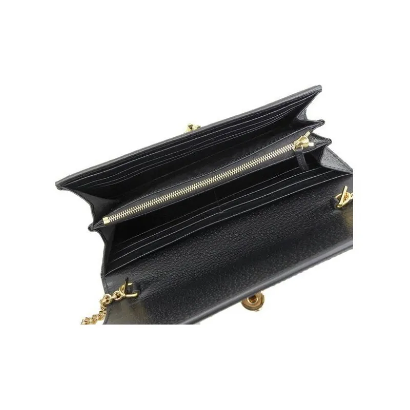 GUCCI Denim With Leather Wallet, Card Holder Unisex Black-3