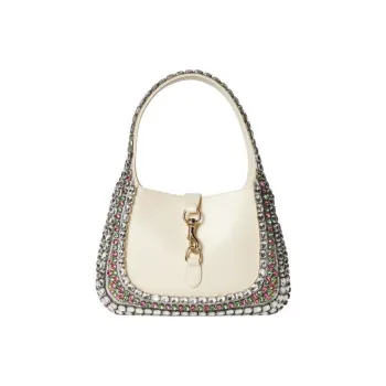 GUCCI Leather Handbag Shoulder Bag Small Size Women's White