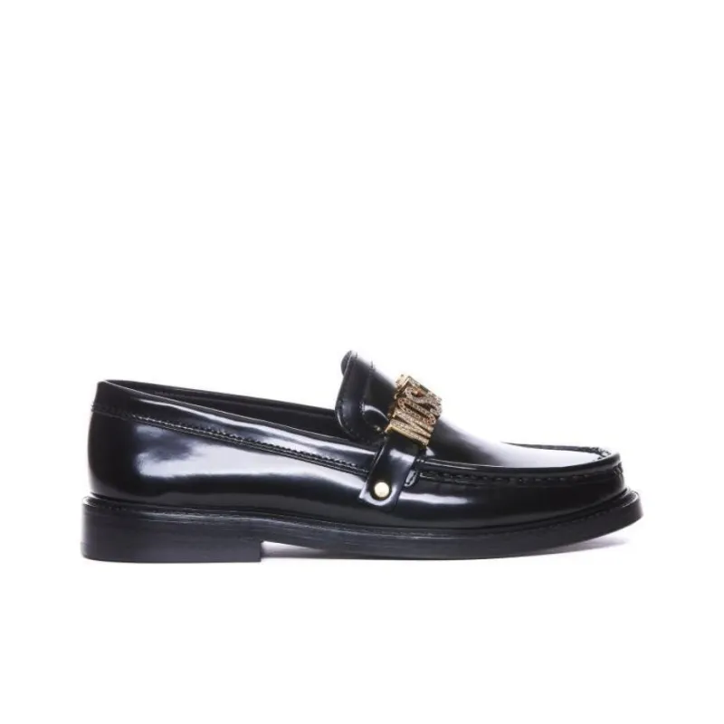 MOSCHINO Logo-lettering Leather Loafers-1
