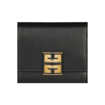 GIVENCHY Smooth Cow Leather Patchwork With Sheepskin Wallet Women's Black