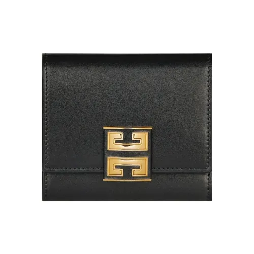 GIVENCHY Smooth Cow Leather Patchwork With Sheepskin Wallet Women's Black