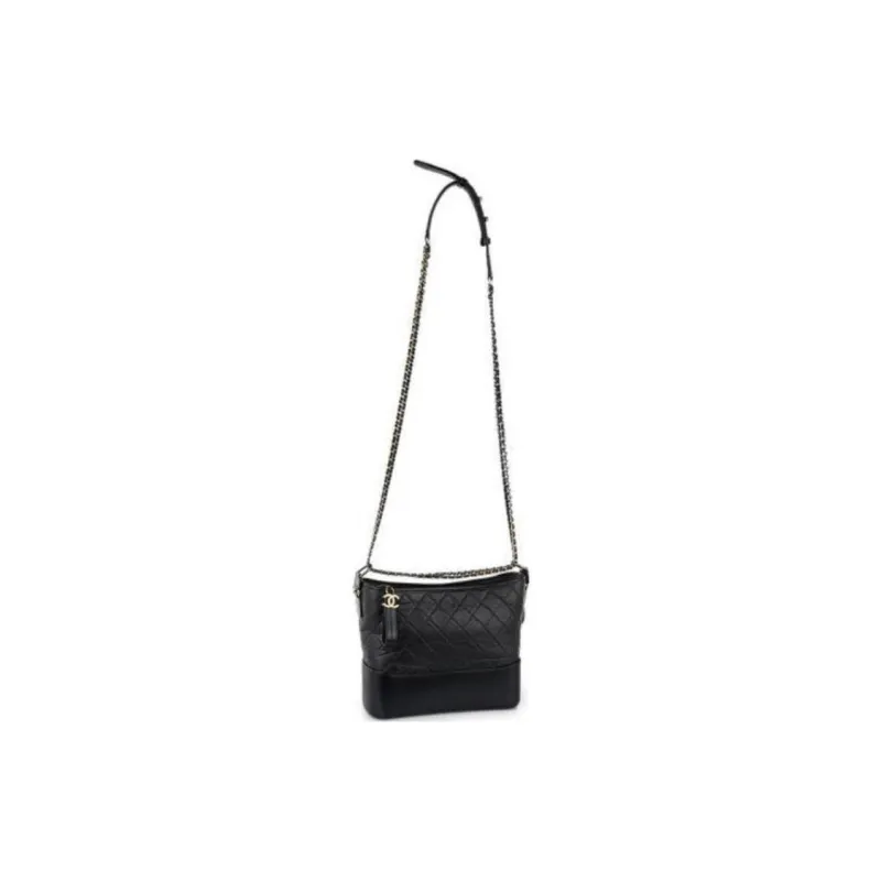 CHANEL Gabrielle Cow Leather Hobo Bag, One Shoulder Crossbody Backpack Tubas Women's Black-4
