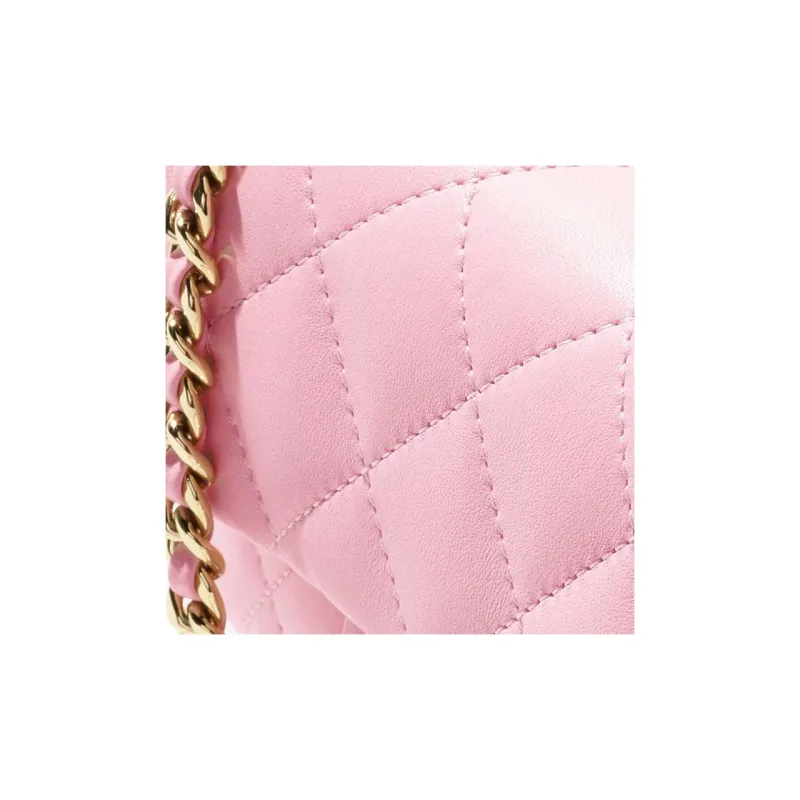 CHANEL Lambskin Shoulder Bag, Crossbody Bag Mini Women's Light Pink Red-3