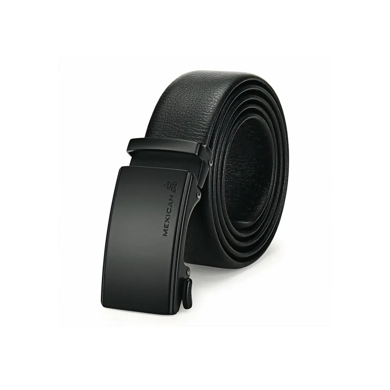 MEXICAN Multiple Card Slots 50% Off Wallet Set Cow Leather Automatic Buckle Belt Men's Black 3.5CM-2