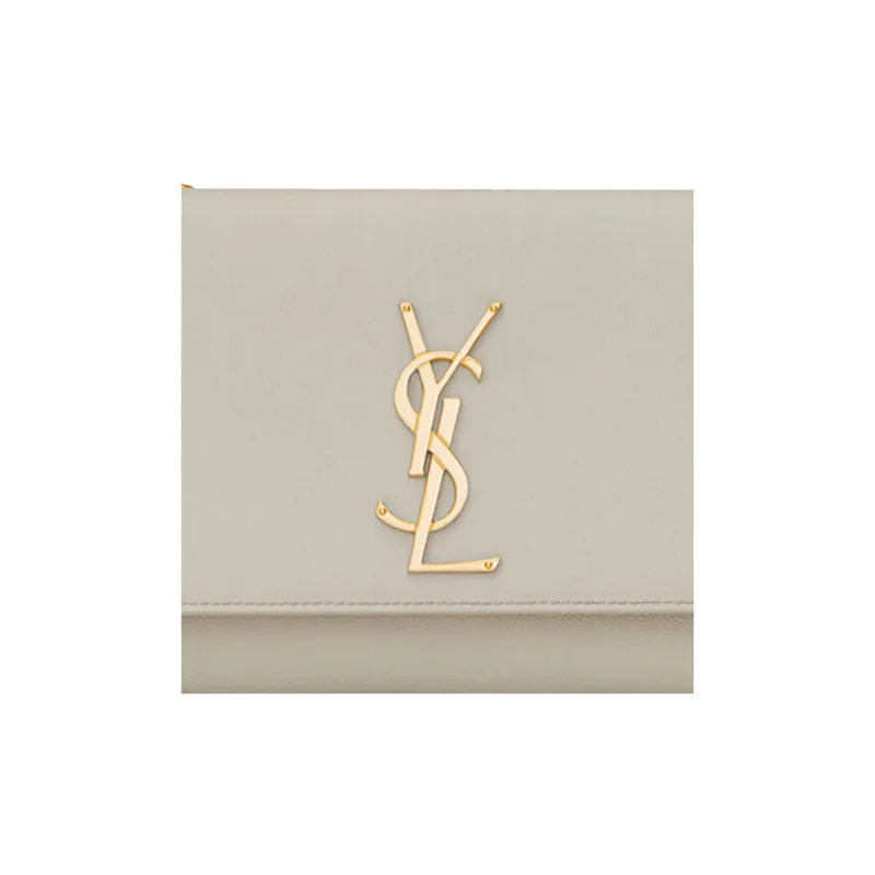 SAINT LAURENT Grain Embossed Leather Chain Bag, Crossbody Bag, Shoulder Bag Women's White-3