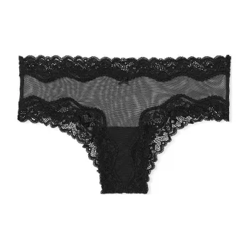 Victoria's Secret PINK Tease Lace-Trim Cheeky Panty/Black Underpants Women's 1 Pack Black