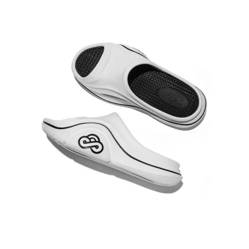 Cool Bucket Cloud Series Cut Out Slip Resistant Slide Slippers Unisex Cloud White Black-3
