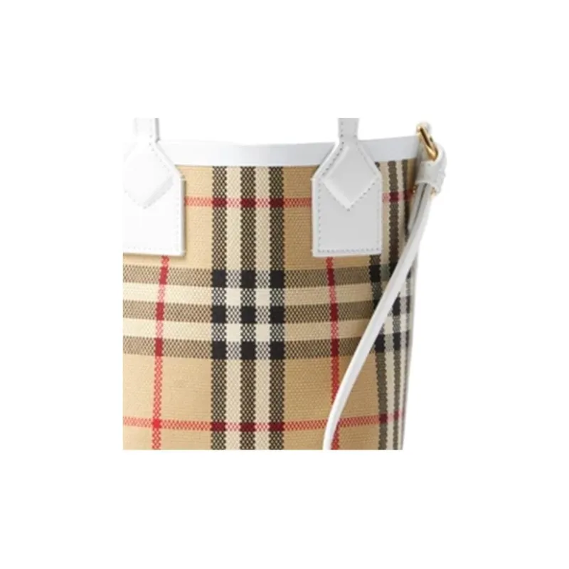 Burberry Cow Leather Tote Bag Shopping Bag Handbag Shoulder Bag Crossbody Bag Women's White/Beige-4
