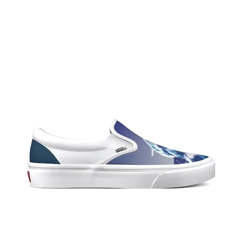 Vans Slip-on Anti-Slip And Wear-Resistant Breathable Low-Top Skateboard Shoes Unisex White Blue-1
